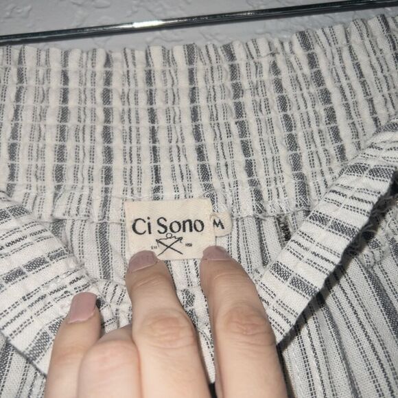 Ci Sono White Striped Nevada Wide Leg Pull On Pants Size‎ Medium - Picture 4 of 8